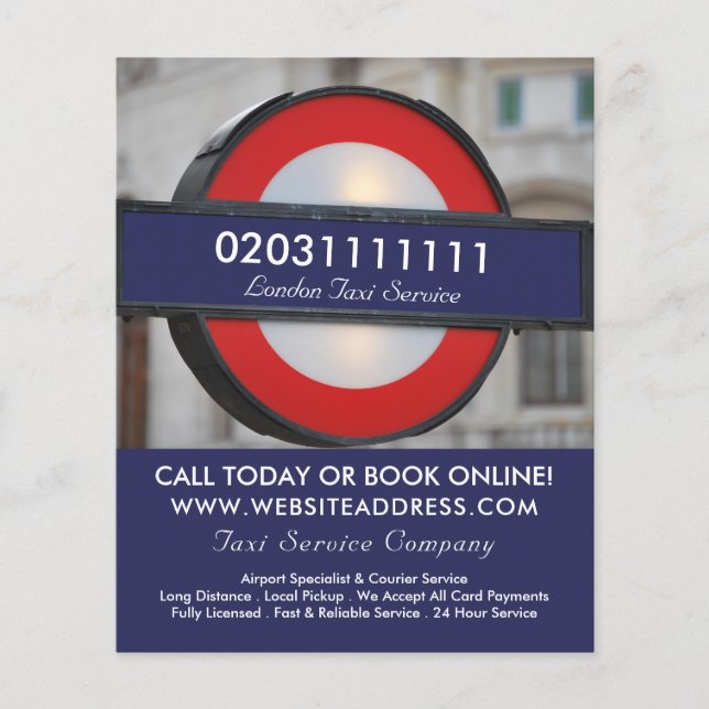 Londoner City Taxi- und Preisliste Flyer (Vorne)