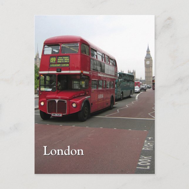 Londoner Doppeldecker-Bus Personalisiert Postkarte (Vorderseite)
