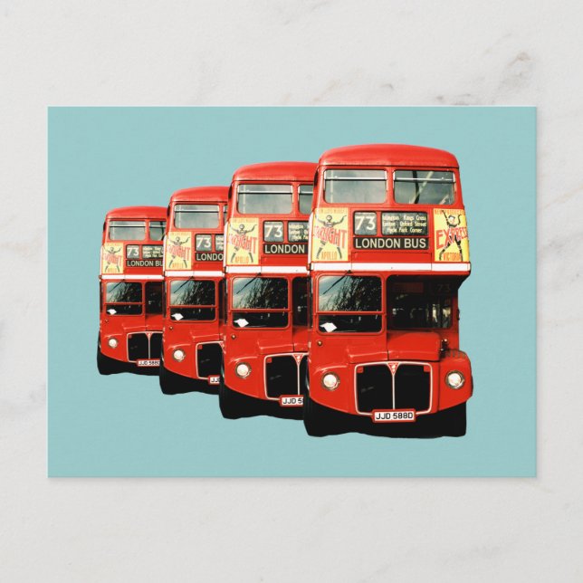 Londoner Doppeldecker-Busse Postkarte (Vorderseite)