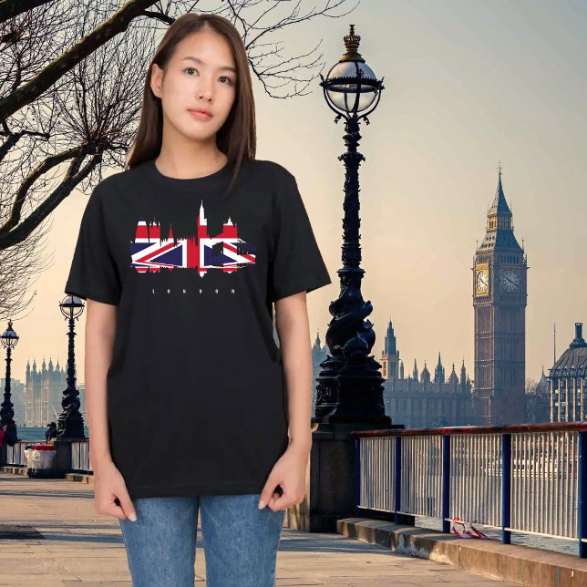 Londoner farbenfrohe Silhouette T-Shirt (London, United Kingdom. Black t-shirt for women)