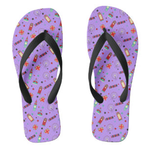 Londoner Muster mit Lila Hintergrund Flip Flops