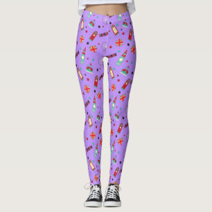 Londoner Muster mit Lila Hintergrund Leggings