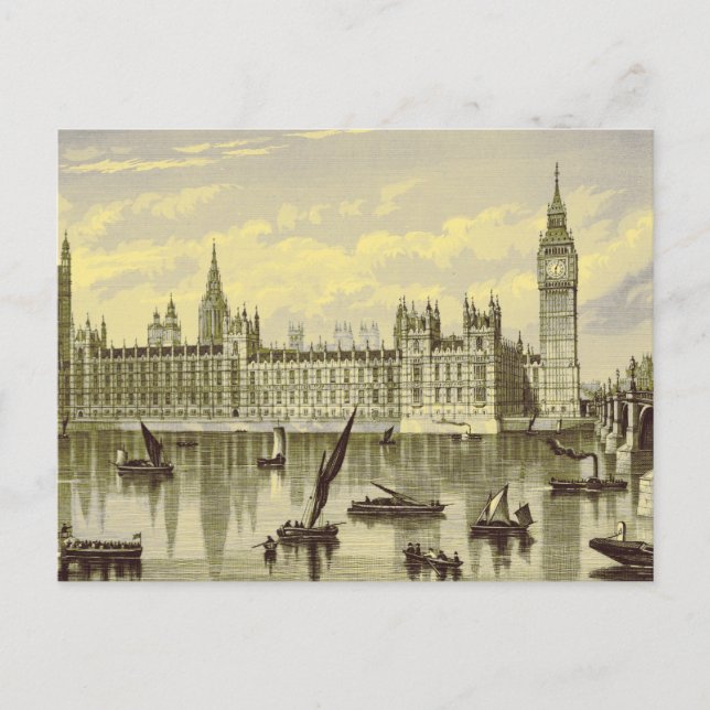 Londoner Parlament Big Ben Thames Westminster 1800 Postkarte (Vorderseite)