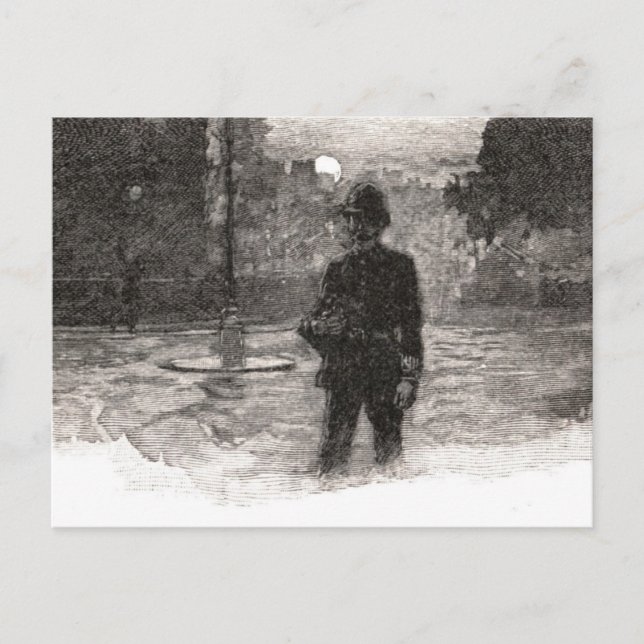 Londoner Polizist bei Nacht Postkarte (Vorderseite)