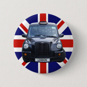 Londoner Schwarztaxiauto Button
