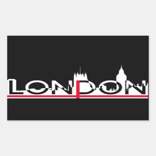 Londoner Silhouette und englische Flagge Rechteckiger Aufkleber