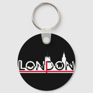 Londoner Silhouette und englische Flagge Schlüsselanhänger