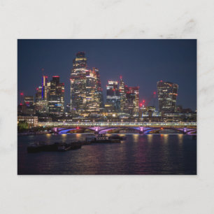Londoner Skyline bei Nacht Feiertagspostkarte