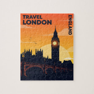 Londoner Skyline bei Sonnenuntergang mit großem be Puzzle
