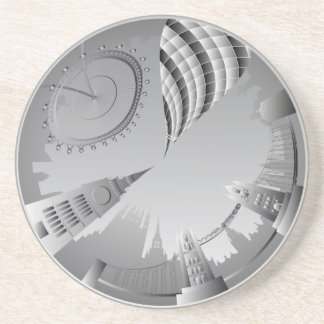 Londoner Skyline im Kreis Sandstein Untersetzer