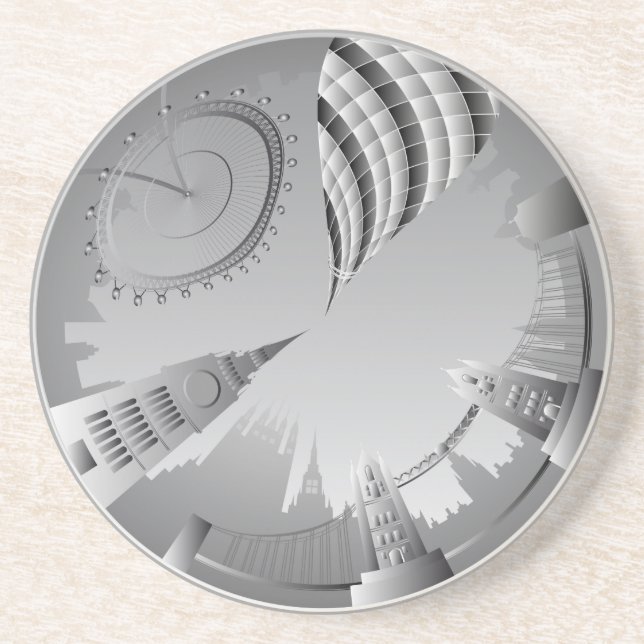 Londoner Skyline im Kreis Sandstein Untersetzer (Vorne)