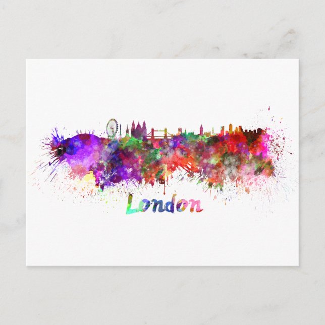 Londoner Skyline in Aquarell Postkarte (Vorderseite)