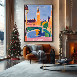 Londoner Skyline mit ikonischer Architektur im Fau Poster