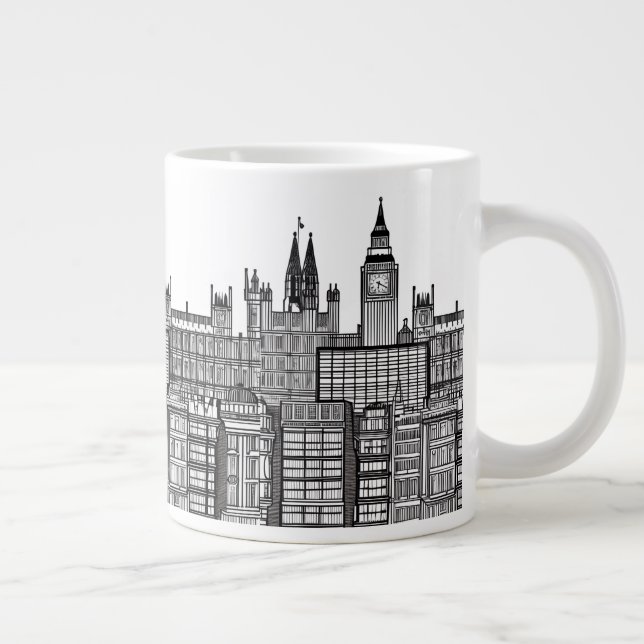 Londoner Stadtbild in Schwarz/Weiß Jumbo-Tasse (Rechts)