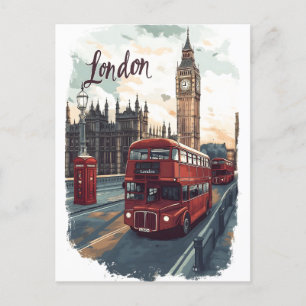 Londoner Stadtbild mit Doppeldecker-Bus und Big Be Feiertagspostkarte