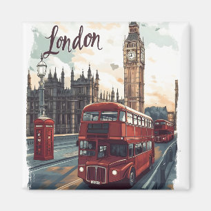 Londoner Stadtbild mit Doppeldecker-Bus und Big Be Magnet
