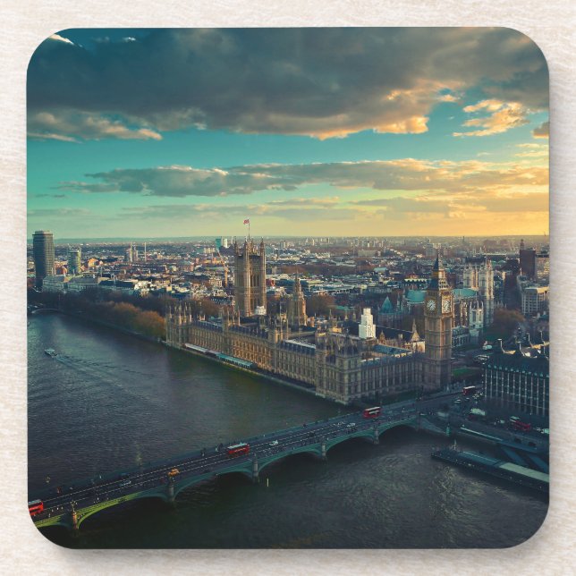 Londoner Stadtbild mit Sunset Untersetzer (Vorderseite)