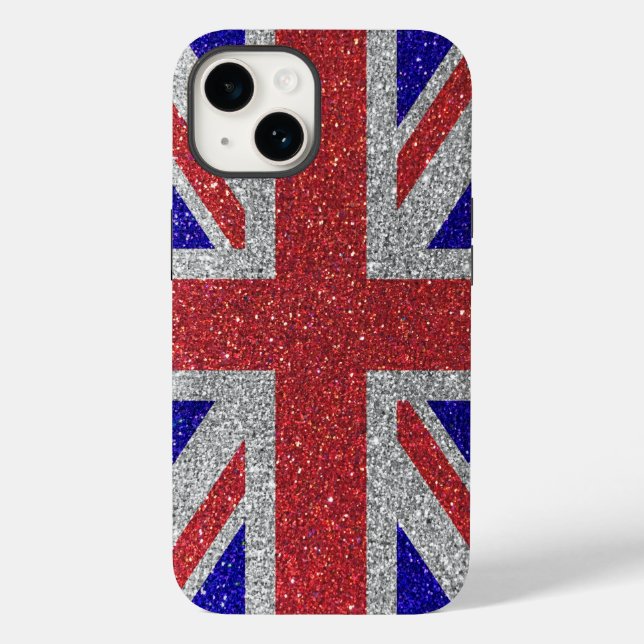 Londoner Style Glitzer Flag Britische Union Jack Case-Mate iPhone Hülle (Rückseite)