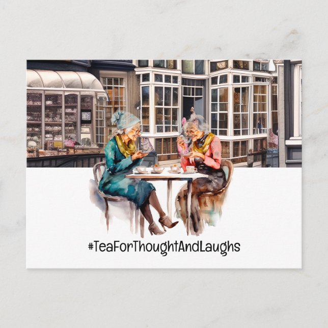 Londoner Teestunde mit zwei Damen Postkarte (Vorderseite)