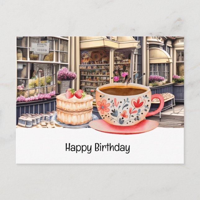 Londoner Teezeit mit Tasse Tee Postkarte (Vorderseite)