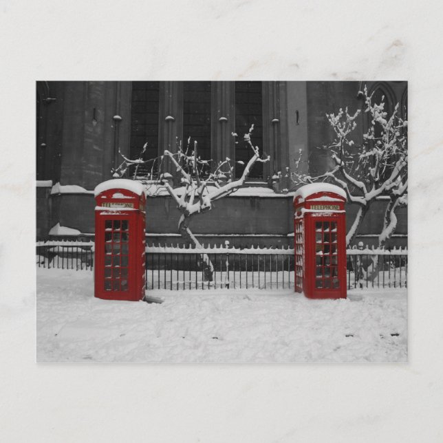 Londoner Telefonbuch im Schnee Postkarte (Vorderseite)