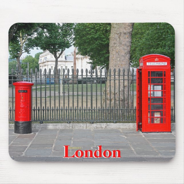 Londoner Telefonkabine und Postbox Mousepad (Vorne)