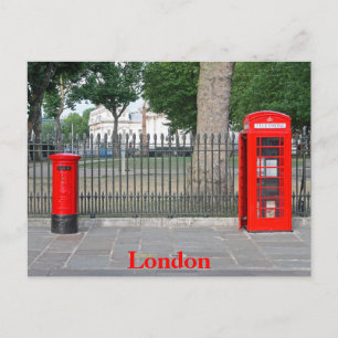 Londoner Telefonkabine und Postbox Postkarte