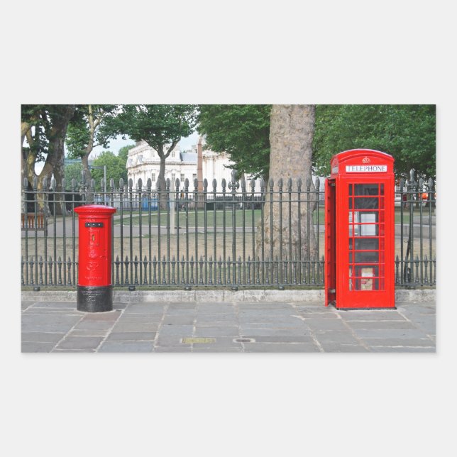 Londoner Telefonkabine und Postbox Rechteckiger Aufkleber (Vorderseite)