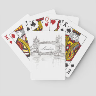 Londoner Tower Bridge Black Ink Illustration Spielkarten