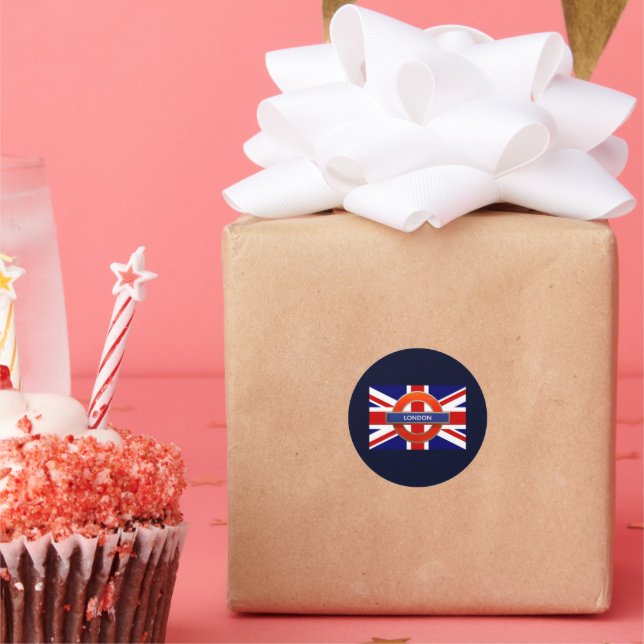 Londoner U-Bahn/England-Flagge Runder Aufkleber (Party)