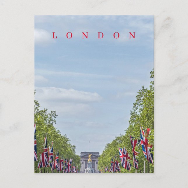 Londoner Union Jack Flaggen auf der Postkarte "Mal (Vorderseite)
