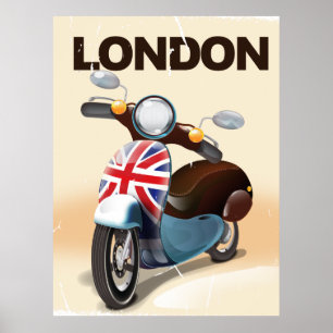 Londoner Vintag Scooter Gewerkschaft Jack Reisepla Poster