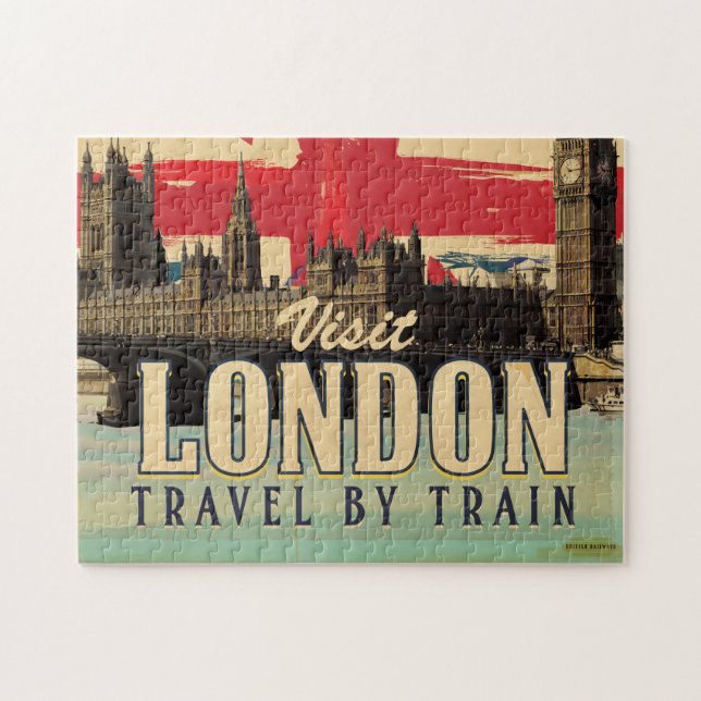 Londoner Vintage-Poster besuchen Puzzle (Horizontal)