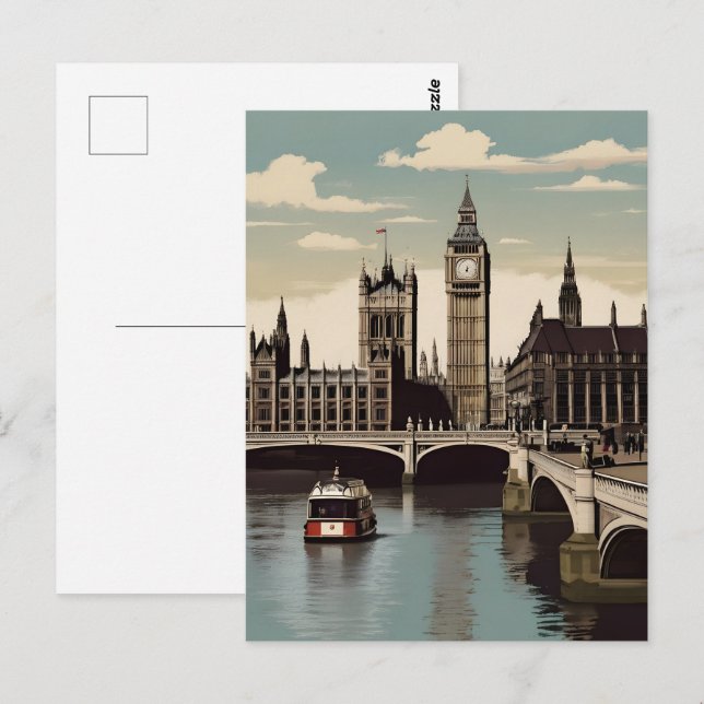 Londoner Vintage-Poster Postkarte (Vorne/Hinten)