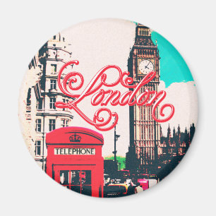 Londoner Wahrzeichen Vintage-Foto Magnet