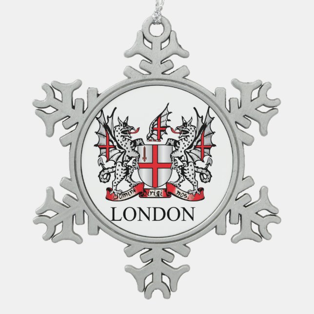 Londoner Wappen Schneeflocken Zinn-Ornament (Vorderseite)