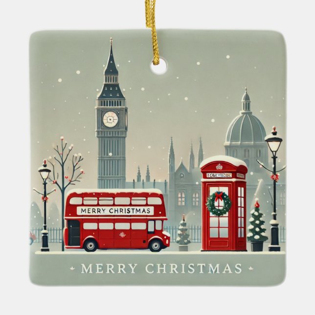 Londoner WeihnachtsWeihnachten | Big Ben & Festive Keramikornament (Vorderseite)