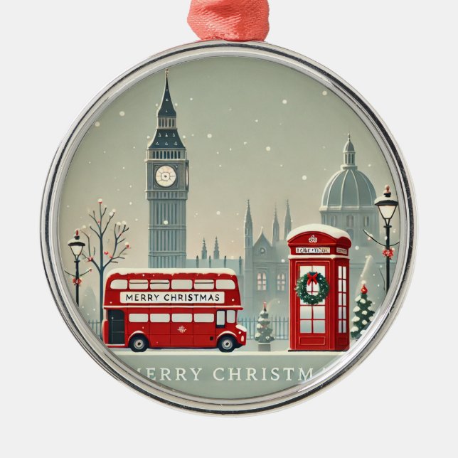 Londoner WeihnachtsWeihnachten | Big Ben & Festive Ornament Aus Metall (Vorne)