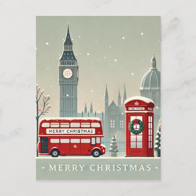 Londoner WeihnachtsWeihnachten | Big Ben & Festive Postkarte (Vorderseite)
