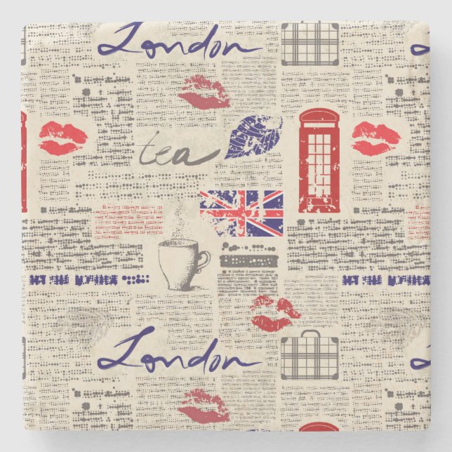 Londoner Zeitungsmuster Steinuntersetzer (Vorderseite)