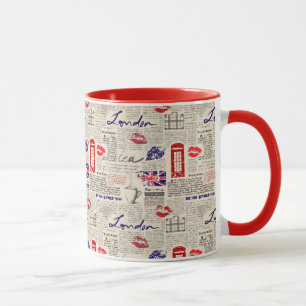 Londoner Zeitungsmuster Tasse
