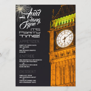 Londons "Big Ben", das "Silvestermenü" des Party Menükarte