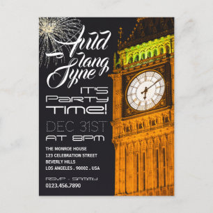Londons Big Ben, Silvesternacht-Party Einladung Postkarte