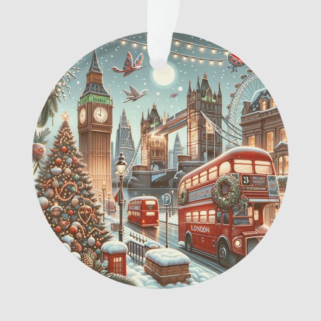 London's Festive Splendor - Vibrant Christmas Car Ornament (Vorderseite)