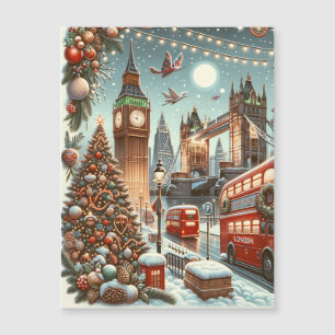 Londons festlicher Glanz - Bunter Weihnachtswagen Magnetkarte