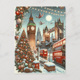 Londons festlicher Glanz - Lebendige Weihnachtskar Einladungspostkarte