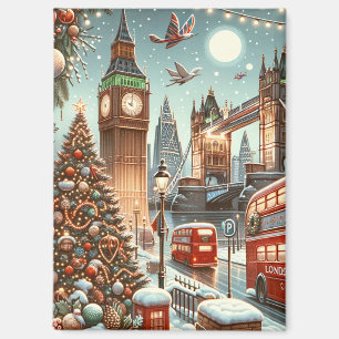 Londons festlicher Glanz - Lebendige Weihnachtskar Magnet