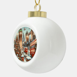 Londons festlicher Splendor - ein lebendiger Weihn Keramik Kugel-Ornament