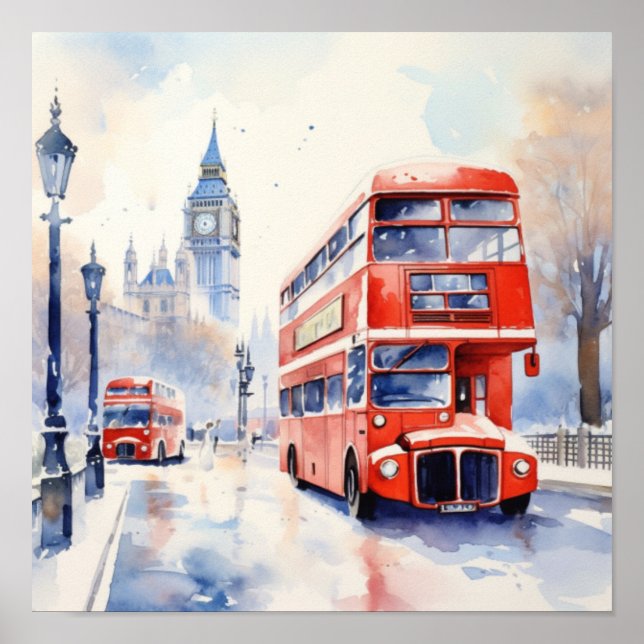 Londons Ikonische Doppeldecker-Busse, c) Poster (Vorne)