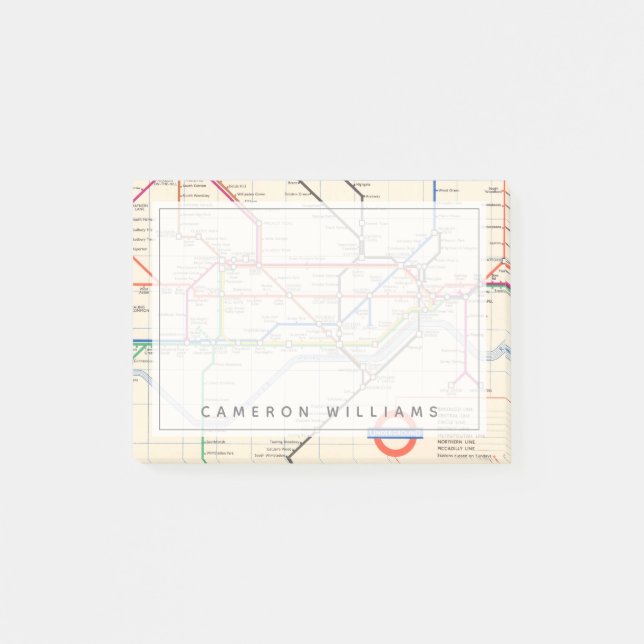 Londons Untergrund-Karte Post-it Klebezettel (Vorderseite)